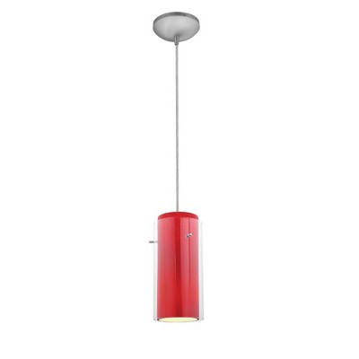 Access Lighting Glass`n Glass Cylinder 1 - Light Pendant in  Brushed Steel