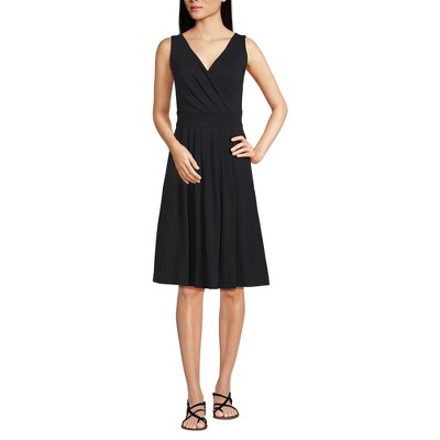 Lands' End Women's Cotton Modal Pleated Fit and Flare Dress
