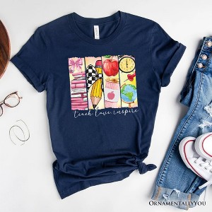 Teach Love Inspire T-Shirt, Retro Brushstroke White, Natural, and Navy Tee for Passionate Teachers| OrnamentallyYou - 1 of 4