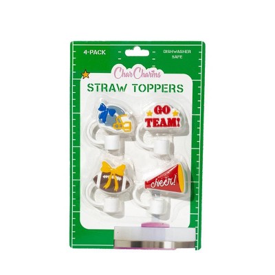 CharCharms 4pk Tailgate Cheer Straw Toppers