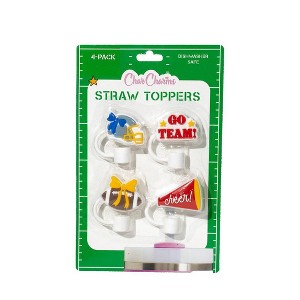 CharCharms 4pk Tailgate Cheer Straw Toppers - 1 of 4