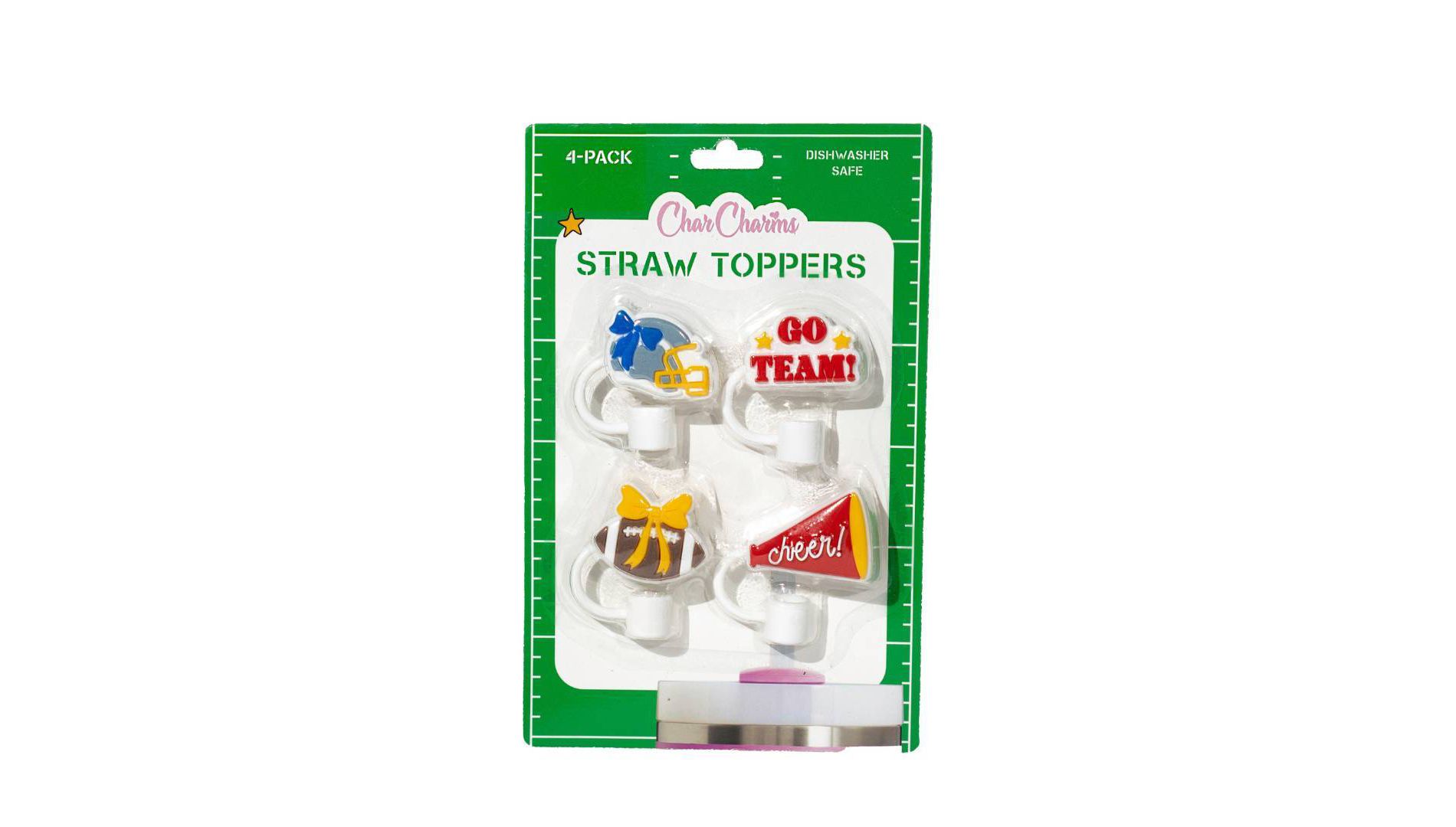 CharCharms 4pk Tailgate Cheer Straw Toppers