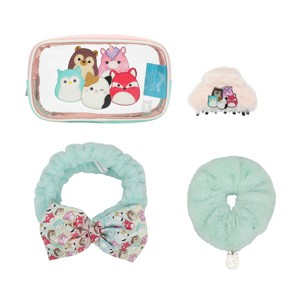 Squishmallows 4-Piece Self Care Scrunchie, Clip, Headwrap Bag Set - 1 of 4