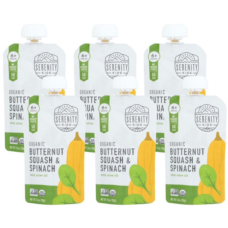 Serenity Kids Organic Butternut Squash and Spinach Puree 6+ Months - Case of 6/3.5 oz, 1 of 8