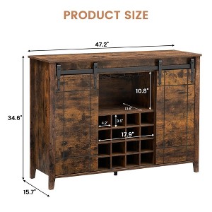 Coffee Bar Cabinet with Storage,47" Wine Bar Cabinet with Sliding Barn Door - 1 of 4
