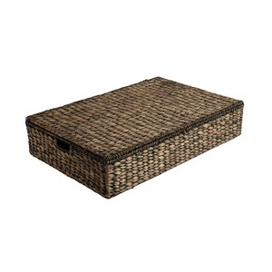 happimess Holden 30" Classic Costal Hand-Woven Hyacinth Wicker Under Bed Storage Basket with Lid - 1 of 4