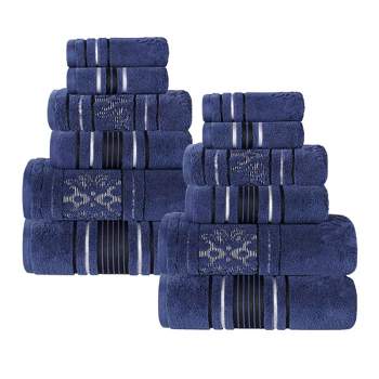 Zero Twist Cotton Solid and Floral Jacquard 12 Piece Bathroom Towel Set by Blue Nile Mills