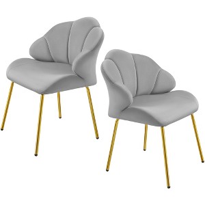 Yaheetech Set of 2 Modern Accent Chairs with Golden Metal Legs for Living Room, Bedroom - 1 of 4