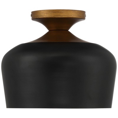 Matte Black and Gold Aluminum Modern Bowl Ceiling Light