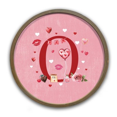 Creative Products Valentine Things Monogram Round Brown Framed Print