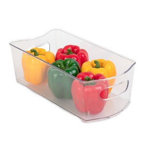 Smart Design Stackable Clear Refrigerator Storage Bin with Handle - 8 pack - 6 x 12 inch - 1 of 4