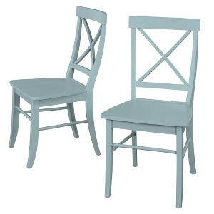 Buylateral Set of 2 Albury Farmhouse Cross Back Solid Wood Dining Chairs - 1 of 4