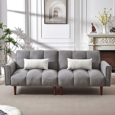 NicBex Convertible Sleeper Chair,Modern Linen  Sofa Bed with Wooden Legs and 2 Pillows,Couches with Adjustable Back  for Living Room