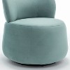SEYNAR Contempoary Velvet 360 Degree Swivel Round Accent Chair with Metal Base - 4 of 4
