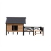 Cesicia Brown 43.6" L x 66.9" W x 32.7" H Unique All-Around Iron Frame,Outdoor Large Wooden Cabin House Style Wooden Dog Kennel with Porch - 2 of 4