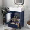FAMYYT 20 in. Single Sink Freestanding Blue Bath Vanity with White Ceramic Top, Space-Saving Design - 3 of 4