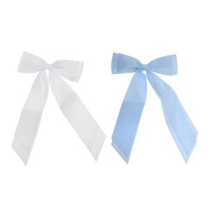 Unique Bargains Fashion Double Ribbon Hair Clips Hairdo Clip 2 Pcs - 1 of 4