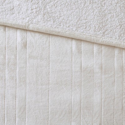 Ivory Queen Reversible Sherpa Knitted Heated Blanket