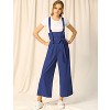 Allegra K Women's High Waist Wide Leg Belted Button Long Overalls Jumpsuit - 3 of 4