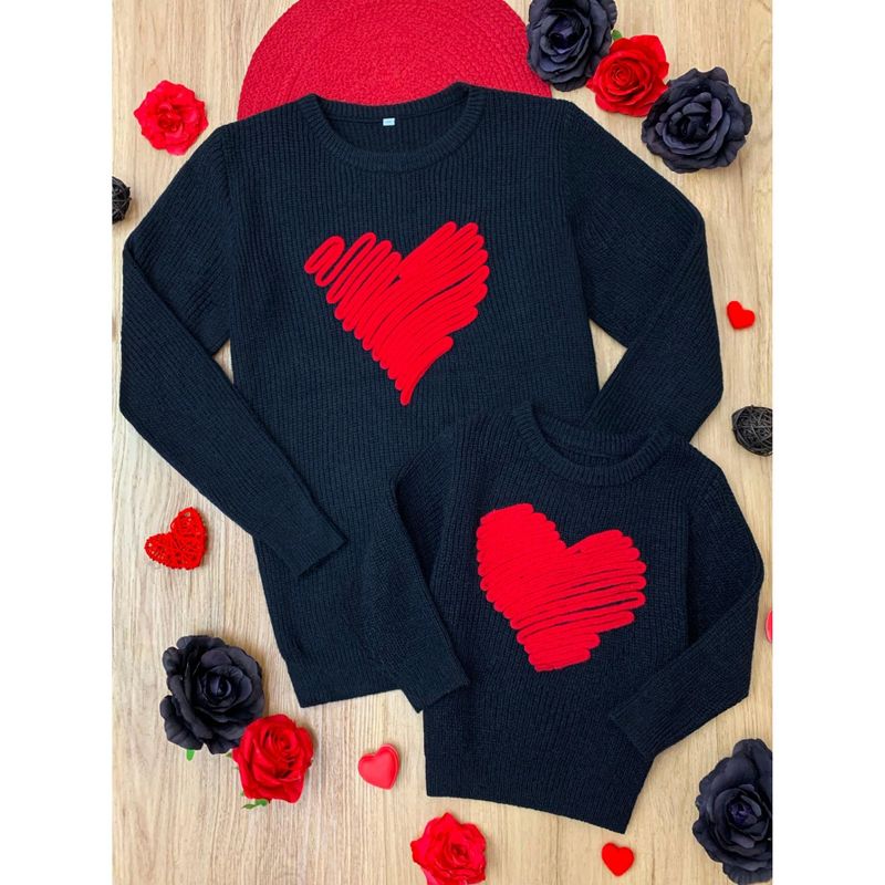 Girls Mommy And Me Love Note Red Heart Sweater - Mia Belle Girls, 5 of 6