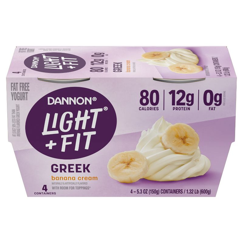 Light + Fit Nonfat Gluten-Free Banana Cream Greek Yogurt - 4ct/5.3oz Cups, 3 of 9