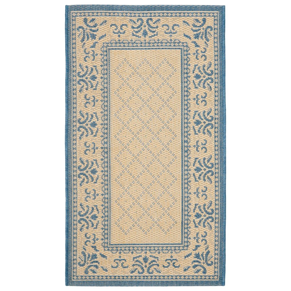 2'7inX5' Alicante Outdoor Rug Natural/Blue - Safavieh