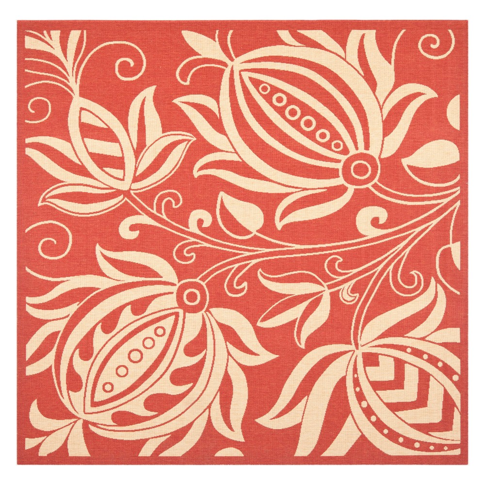 6'7inX6'7in Square Gori Patio Rug Red/Natural - Safavieh