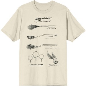 Harry Potter World Quidditch Brooms Men's Beige Graphic Tee - 1 of 1