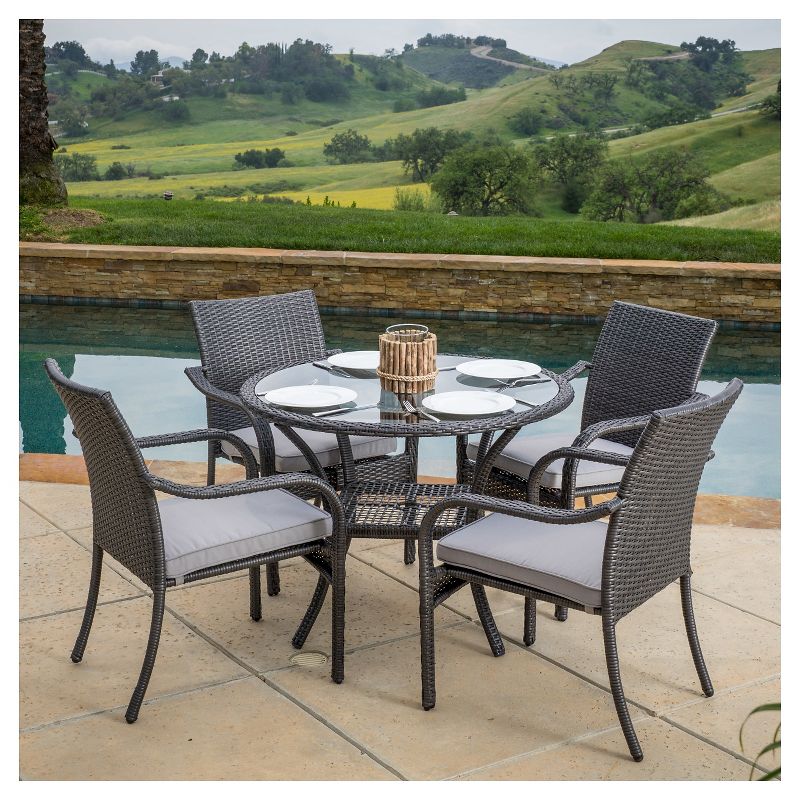 San Pico 5pc Wicker Patio Dining Set with Cushions - Gray - Christopher Knight Home, 1 of 6