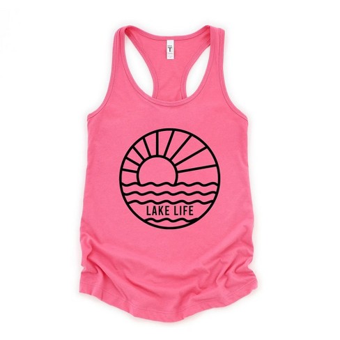 Lake Life Tank Top For Women - Funny Graphic Sleeveless Vest, Casual Summer Vacation Tee, Gray, Large