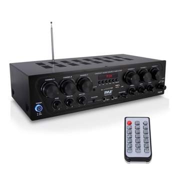Pyle PTA62BT.5 750 Watt 6 Channel Compact Wireless Bluetooth Home Audio Amplifier Stereo Receiver Sound System with Microphone Inputs and Remote
