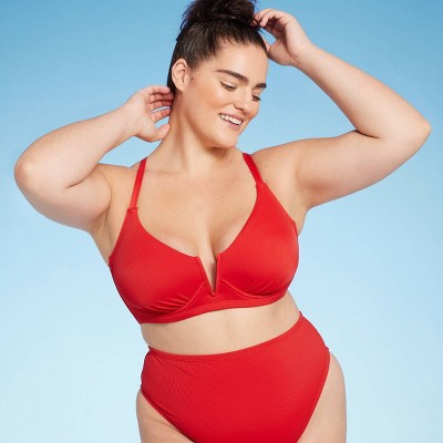 Red plus size bikini 2024 top