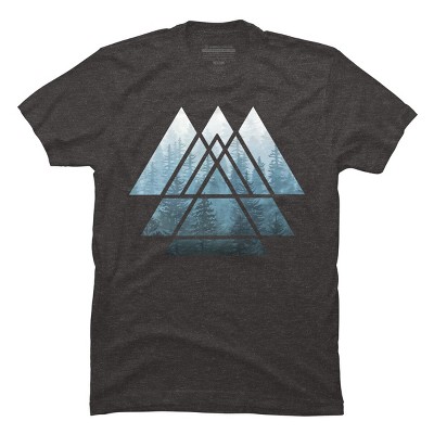Men's Design By Humans Sacred Geometry Triangles - Misty Forest By Maryedenoa T-Shirt