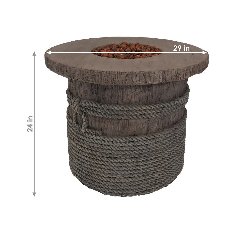 Sunnydaze Rope and Barrel Design Propane Gas Patio Fire Pit Table Kit with Lava Rocks - 29" Diameter, 5 of 14
