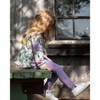 Deux par Deux Girl Organic Cotton Jersey Leggings Purple Gray with Floral Detail - 2 of 4