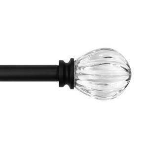 Lumi Home Furnishings 28"x48" Decorative Drapery Single Rod Set with Acrylic Pumpkin finials Matte Black - 1 of 4