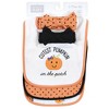 Hudson Baby Infant Girl Cotton Bib and Headband or Caps Set, Cutest Pumpkin, One Size - 2 of 4