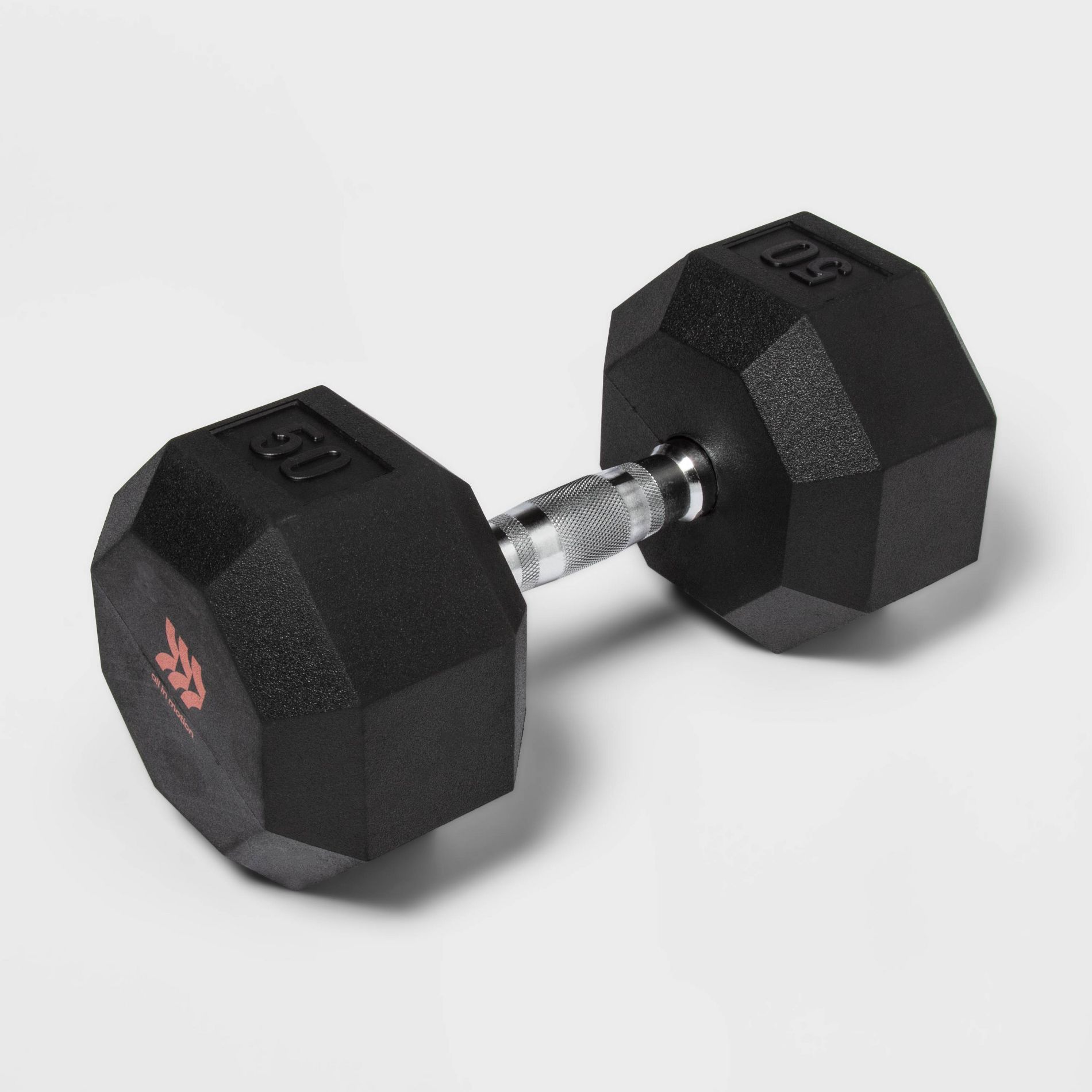 Hex Dumbbell 50lbs Black - All In Motion™: Rubber & Chrome, Total Body Workout