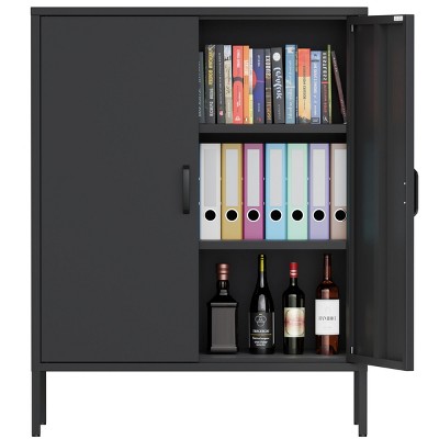 NicBex 40 inches Metal File Cabinet with 2 Doors, Storage Cabinet with 2 Laminates for Homes, Offices, Coffee Bar