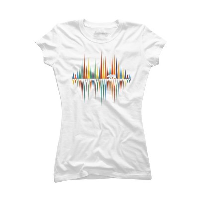 Junior's Design By Humans Colorful Mountain Bear Vibes - Music Sound Wave By NomAdartStudio T-Shirt