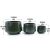 NAYSAYE Planter Set of 3 Ceramic Flowerpot Sleek Glossy Design Elegant Style for Indoor Outdoor Garden, Green, 14.7"*14.7"*10.7" - 3 of 4
