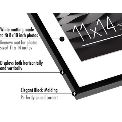 Black Wood 11x14 Picture Frame with Shatter-Resistant Glass