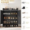 Rattan Shoe Cabinet with 2 Doors, 5-Tier Shoe Storage Cabinet with Adjustable Shelves, Wooden Shoe Storage Organizer for Entryway, Living Room - 3 of 4