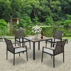 TiramisuBest All Weather 5-Piece Patio Dining Table Sets,Patio Conversation Set Acacia Wood Table Top with Umbrella Hole,Rattan Outdoor,Coffee Brown - 2 of 4
