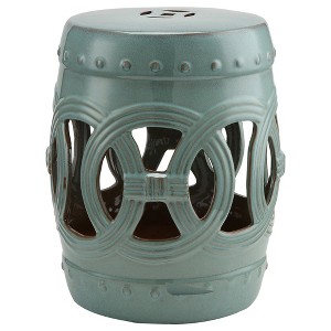 Outsunny 14" x 17" Ceramic Side Table Garden Stool with Knotted Ring Design & Glazed Strong Materials - 1 of 4