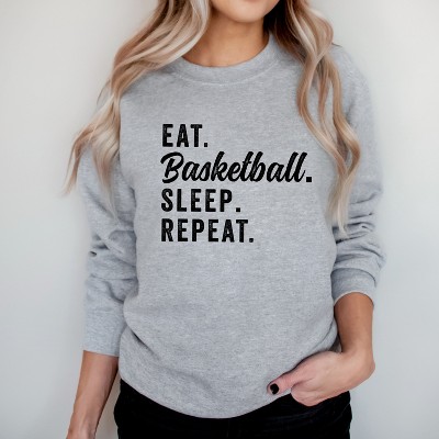 Simply Sage Market Women's Graphic Sweatshirt Eat Basketball Sleep Repeat