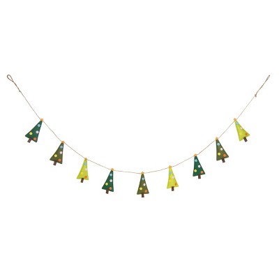 Transpac Polyester 74.8 in. Multicolored Christmas Holiday Tree Banner