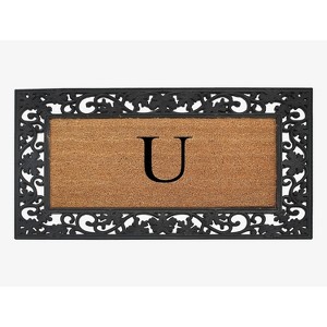 A1HC Natural Coir Monogrammed 23"X38", Anti‑Shed Treated Durable Doormat for Outdoor Entrance - 1 of 4