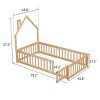Fontoi Beds, Twin Size Floor Bed with Headboard, Wood Bed with Guardrails and Door for Girls and Boys, Brown, 44.8"*57.2"*78.2" - 2 of 4