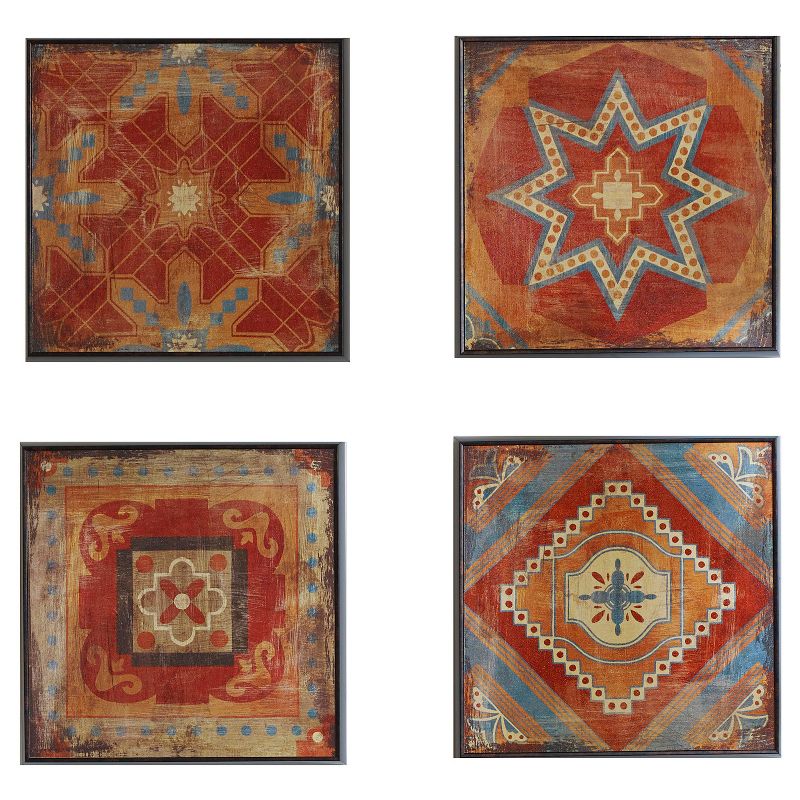 (Set of 4) 15&#34; Square Moroccan Tile Gel Coat Deco Box Red, 1 of 19